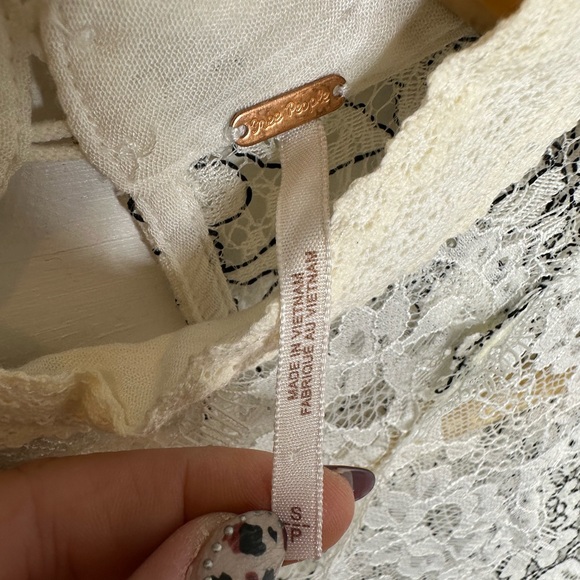 **SOLD**Free People Cream White Lace Sheer Chiffon Mini Dress Tunic - Small - Picture 5 of 8
